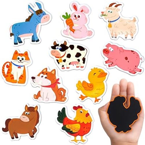 JoyCat Wooden Fridge Magnets for Kids – 10 Cute Farm Animals Refrigerator Magnets for Toddlers, Large Kids Magnetic Toys, Fun Educational Learning Gifts for Toddlers 2 3 4 5 Years Old