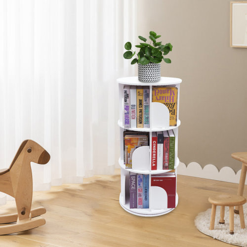 Ebern Designs Kuerten 360°Rotating Corner Bookcase & Reviews | Wayfair