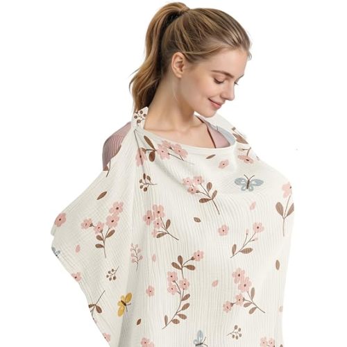 Floral Nursing Covers for Breastfeeding New Mom Feeding Cover for Breastfeeding Portable Breathable Baby Nursing Covers