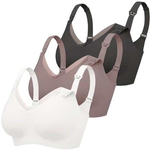 Gailife 3 Pack Nursing Bras for Breastfeeding Seamless V Neck Mesh Maternity Bra Comfort Pregnancy Sleep Bralette