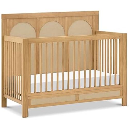 Namesake Eloise 4-in-1 Convertible Crib in Honey and Performance Sand Eco-Weave, GREENGUARD Gold Certified