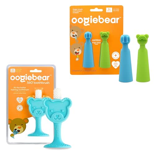 oogiebear Baby Finger Brush, Tongue Scraper & Infant-to-Toddler Training Toothbrush - Gentle Oral Care with Soft Silicone, 0-2 Years Old