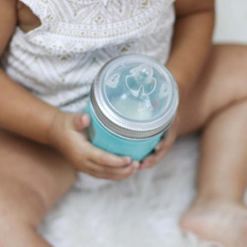 3-6 Months Silicone Nipples | Glass Baby Bottles | Mason Bottle