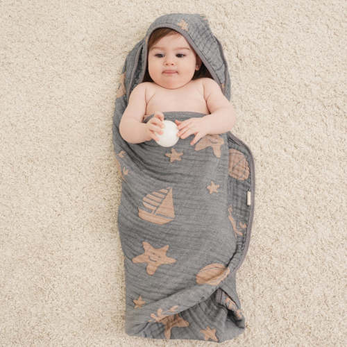 Ocean Ultra Soft Muslin Baby Towel(NY Blue) – HardNok Muslin Cares
