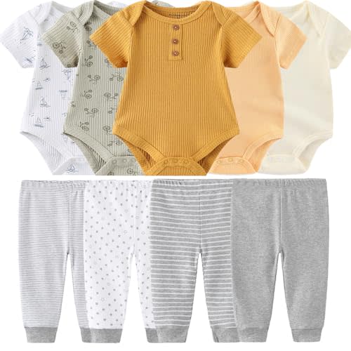 Baby Layette Set Baby Boys' 9-Piece Bodysuits Pants Set 0-3M