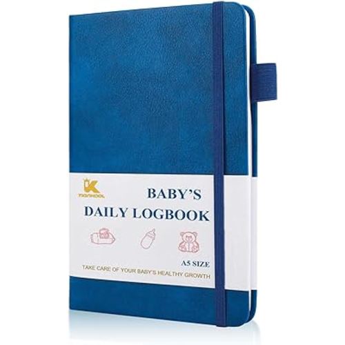 Baby's Daily Care Planner - A5 Newborn Baby Log Book for Tracking Daily Routine, 152 Easy-to-Use Pages to Monitor Nursing, Sleep, Feeding, Diapers, Pumping, and More - Marine Blue