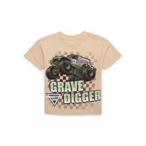 Monster Jam Toddlers’ Grave Digger Cotton Graphic Tee with Short Sleeves, Sizes 12M-5T