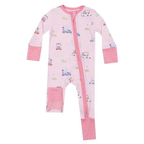 2-Way Zip Romper, Golf Carts Pink