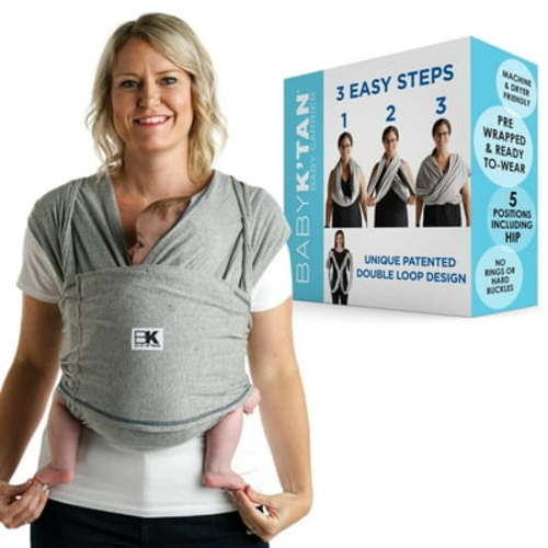 Baby K'tan Ergonomic Soft Wearable Baby Wrap Carrier, Body Toddler Hip Support, Holds up to 35 lbs, Black, X-Large