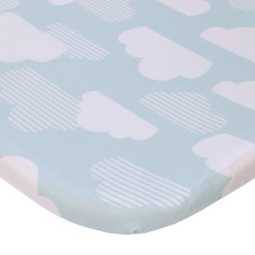 NoJo -Skip Hop Cozy-Up 2-in-1 Bedside Sleeper Blue and White Clouds 100% Cotton Fitted Bassinet Sheet