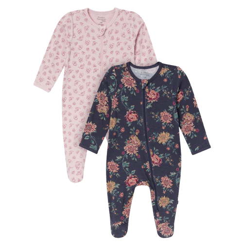 Modern Moments by Gerber Neutral Two-Way Zip Viscose Sleep ´N Play Footed Pajama, 2-Pack, Sizes Newborn - 24 Months