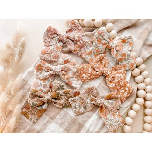 autumn florals | organic gauze bows, minimalist baby, baby girl bows, hair bows, simple bows, floral bows, vintage bows, fall bows, autumn