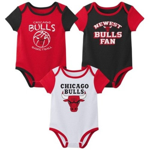 NBA Chicago Bulls Infant Boys' 3pk Bodysuit Set, Size: 6-9M