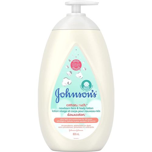 Johnson's Baby Newborn Face and Body Lotion, CottonTouch Cream, Hypoallergenic and Paraben-Free Moisturization for Baby's Sensitive Skin, Made with Real Cotton 800ml