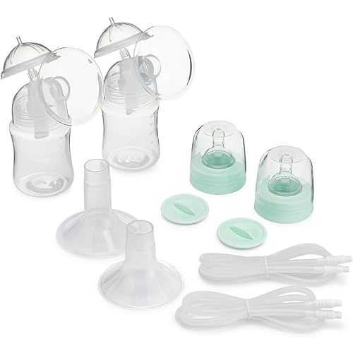 Motif Medical Duo Double Breast Pump Replacement Parts - Resupply Kit w/Milk Storage Containers, Bottle Caps, Bottle Nipples, Tubes, Disks, Connectors & More - Safe Easy-to-Use Breast Pump Kit