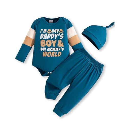 NZRVAWS Newborn Baby Boy Clothes Outfits Letter Prined Romper Pants Set Infant Baby Boy Clothing 0 3 6 9 12 18 Months