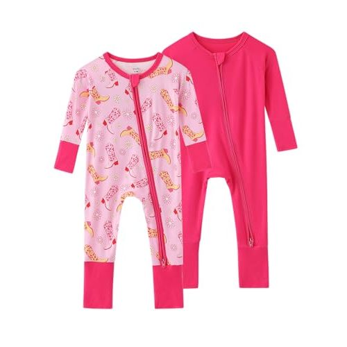 SUZEL Bamboo Viscose Baby Pajamas Boys Girls Zippy Pjs Sleep 'N Play Romper - 0-24 Months