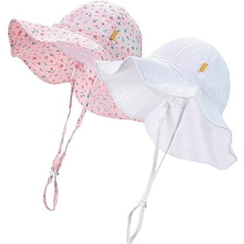 Baby Girls Sun Hat Cute Flower Toddler Summer Outdoor Infant Beach Wide Brim Flowers and tie dye
