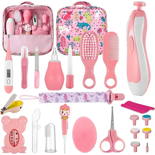 Baby Grooming Kit, 29 in 1 Portable Baby Safety Care Set and Baby Electric Nail Trimmer Set, Newborn Nursery Cleaner Essentials Health Care Set for Infant Toddlers Boys Girls, Baby Grooming Care