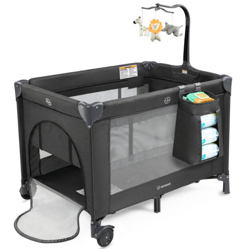 Latitude Run® 3-in-1 Baby Playard with Bassinet, Toy Bar & Foldable Pack 'n Play, Portable | Wayfair