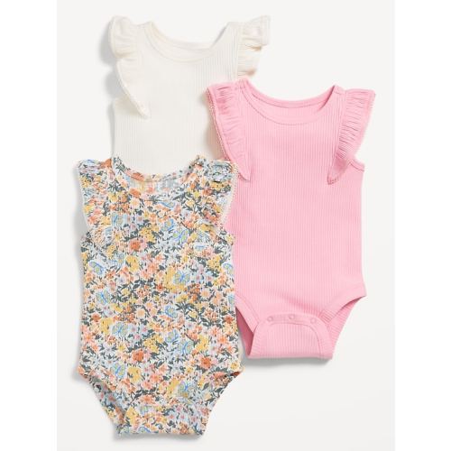 Printed Short-Sleeve Ruffle-Trim Bodysuit 3-Pack for Baby | Old Navy