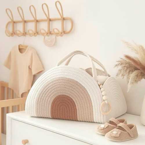 Woven Cotton Diaper Caddy: Nursery Organizer with Removable Dividers