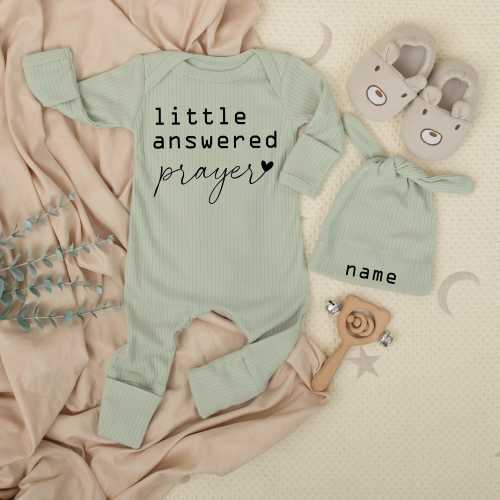 Little Answered Prayer Baby Bodysuit, Custom baby Set, Cute Religious bodysuit prefect, new baby is coming gift, baby boy, baby girl outfit