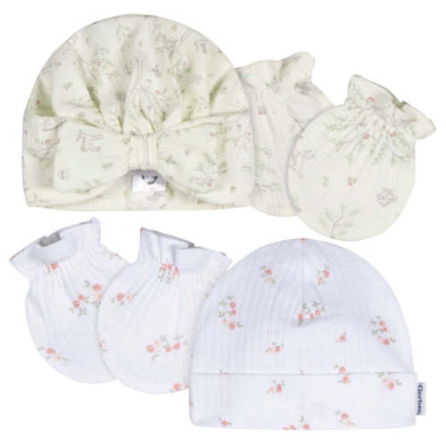 4-Piece Baby Girls Deer Cap and Mitten Set