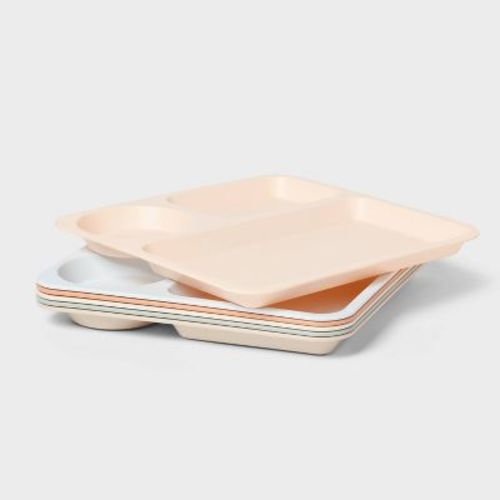 Kids' 6pc 9.5" Plastic Square Divided Plate - Pillowfort™: Bpa-free, Microwave & Dishwasher-safe, Ages 3+