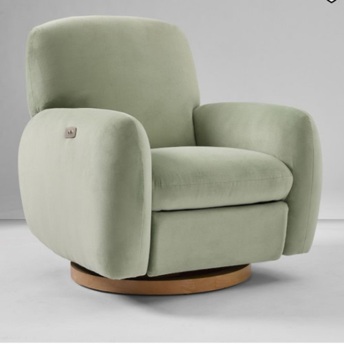 Elora Power Swivel Glider Recliner - Eucalyptus Performance Velvet, Power recline
