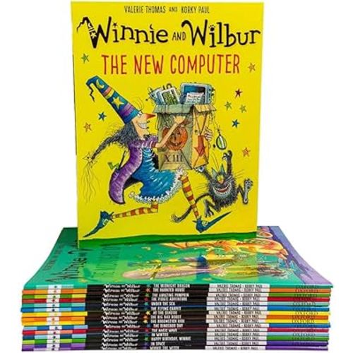 Winnie and Wilbur Series 16 Books Bag Collection Set By Valerie Thomas ( Winnie The Witch, The Big Bad Robot, The Broomstick Ride, The Dinosaur Day ,The Magic Wand, In Winter……