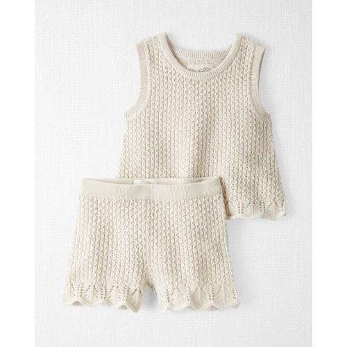 Baby 2-Piece Organic Cotton Crochet Knit Set - 6M - Style,Sweet Cream