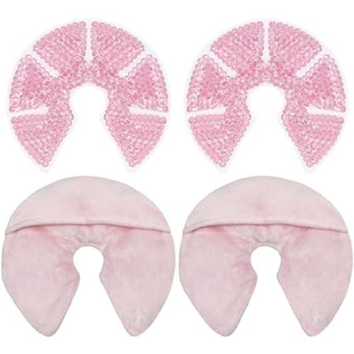 Hot/Cold Breast Gel Bead Ice Packs Breast Cooling/Heat Pads Relief for Breastfeeding, Nursing Pain, Mastitis, Engorgement, Swelling, Plugged Ducts | Boost Milk Let-Down & Production,2 Pack (Pink)