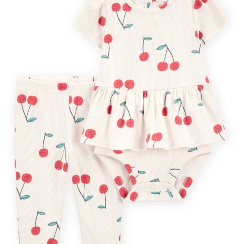 Multi Baby 2-Piece Cherry Peplum Bodysuit Pant Set | Carter’s Oshkosh Canada