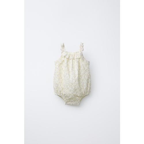 TEXTURED FLORAL ROMPER - Ecru | ZARA United States