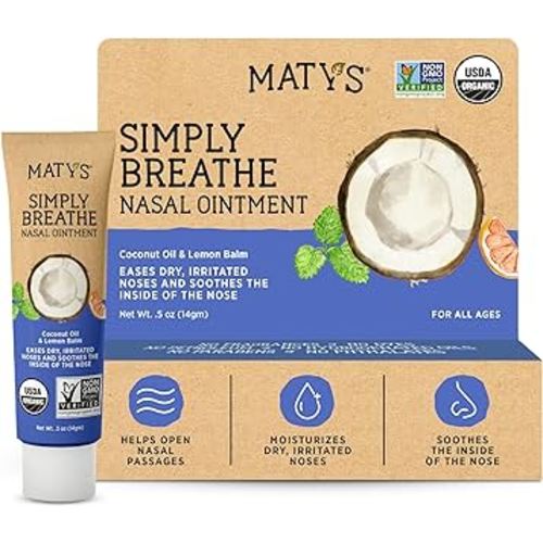 Matys Simply Breathe Nasal Ointment – Dry Nose Relief – Soothes Sore Noses from Air Travel, Dry Climates, CPAP Use & More –Natural Saline Alternative for Adults & Kids – 0.5 oz