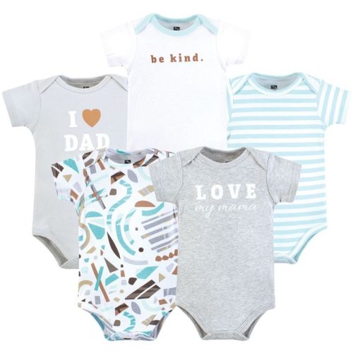 Hudson Baby Cotton Bodysuits, Neutral Abstract, 6-9 Months
