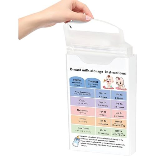 Breastmilk Storage Bag Organizer with Breastmilk Storage Guide-Magnetic Acrylic Breastmilk Storage Bags Holder-Breastmilk Conversion Chart for Nursing Feeding