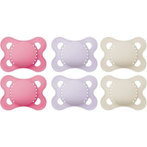 MAM Original Matte Baby Pacifiers, Binky for Girls 0-6 Months, BPA-Free Silicone Nipple, Easy to Clean, Best for Newborn Babies, Developed with Medical Experts, 6 Count Binkies