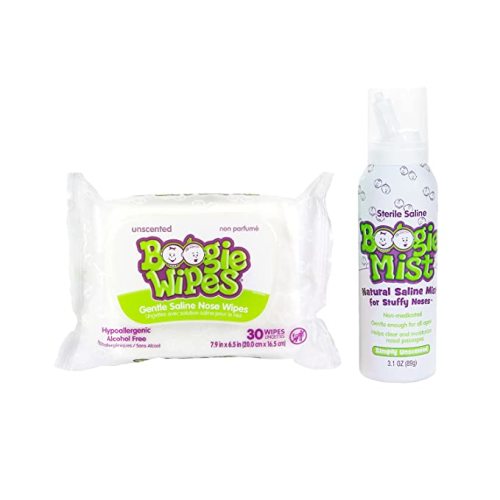 Baby Wipes & Saline Nasal Spray Bundle by Boogie Wipes, Unscented Scent,1 Pack of 30 (30 Total Wipes), 3.1 oz (1 Saline Nasal Spray)