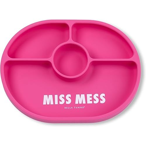 Bella Tunno Suction Plate for Babies & Toddlers, Self-Feeding Dish for Baby Led Weaning, Silicone Divided Plate, Sticks to Highchair Trays & Tables, Microwave & Dishwasher Safe, Miss Mess