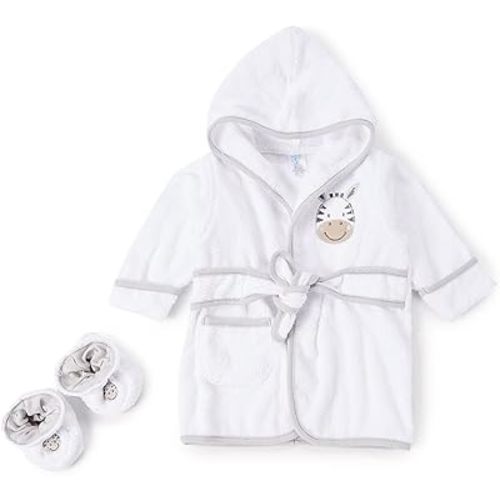 Spasilk 100% Cotton Hooded Terry Bathrobe with Booties — Baby Girl Gifts — Baby Boy Gifts — Shower Gift
