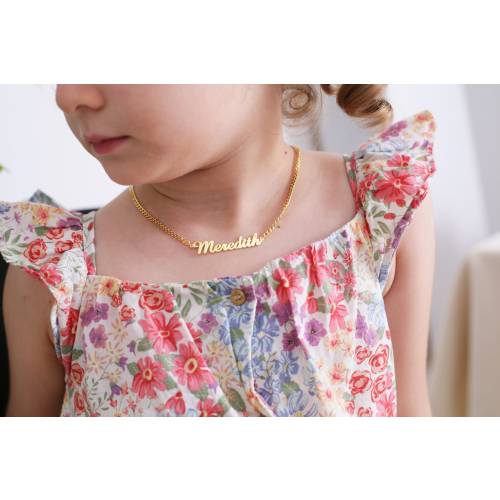 Child Name Necklace With Curb Chain, Baby Name Necklace, Kids Name Necklace, New Mom Necklace, Mother's Day Gift,Newborn, Infant, Toddler