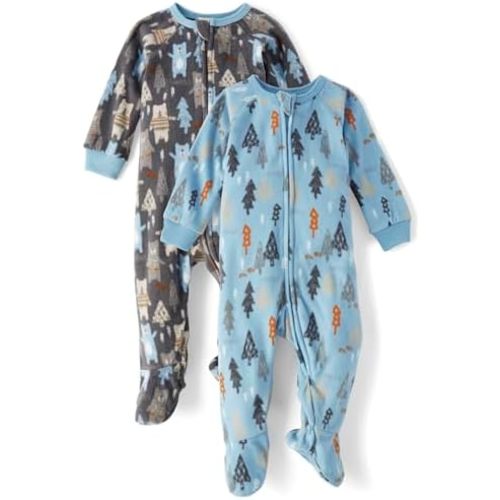 SIZE 9-12m | Fleece Zipper Footed Pajamas