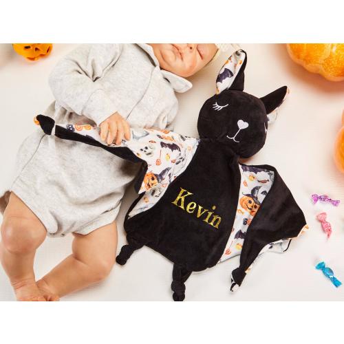Personalized Halloween Baby Bat Security Blanket Halloween Baby Shower Bat Lovey Baby Bat Plush Blanket Newborn Baby Toys Baby Bat Comforter