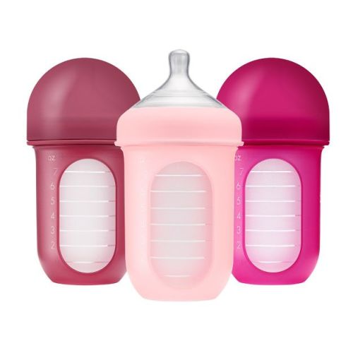 Boon Nursh Silicone Baby Bottles With Collapsible Silicone Pouch - 8 Fl Oz/3pk - Tie Dye