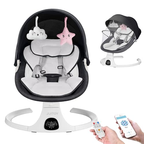 Baby Swing for Infants to Toddler Electric Newborn Swing with 5-Speed 3-Seat Positions 5-Point Carabiner,with Bluetooth Music 10-Preset Melodies, Indoor and Outdoor use