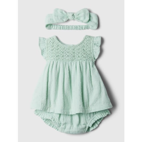 Baby Crochet Outfit Set in soft mint green