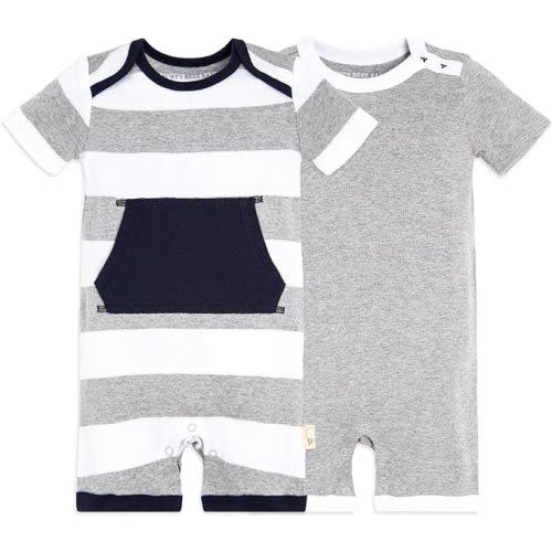 Burt's Bees Baby Baby Boys Short Sleeve Rompers, 100% Organic Cotton One-Piece Coverall and Layette Set