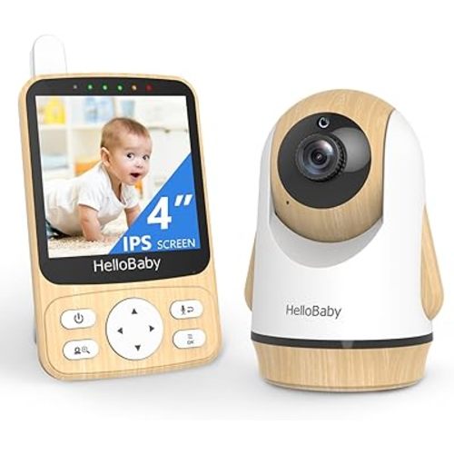 HelloBaby Monitor with Camera and Audio,4" IPS Portable Screen Video Baby Monitor with 26Hrs Battery Life No WiFi,Remote Pan-Tilt-Zoom Camera with Night Vision,2-Way Talk and 1000ft Range
